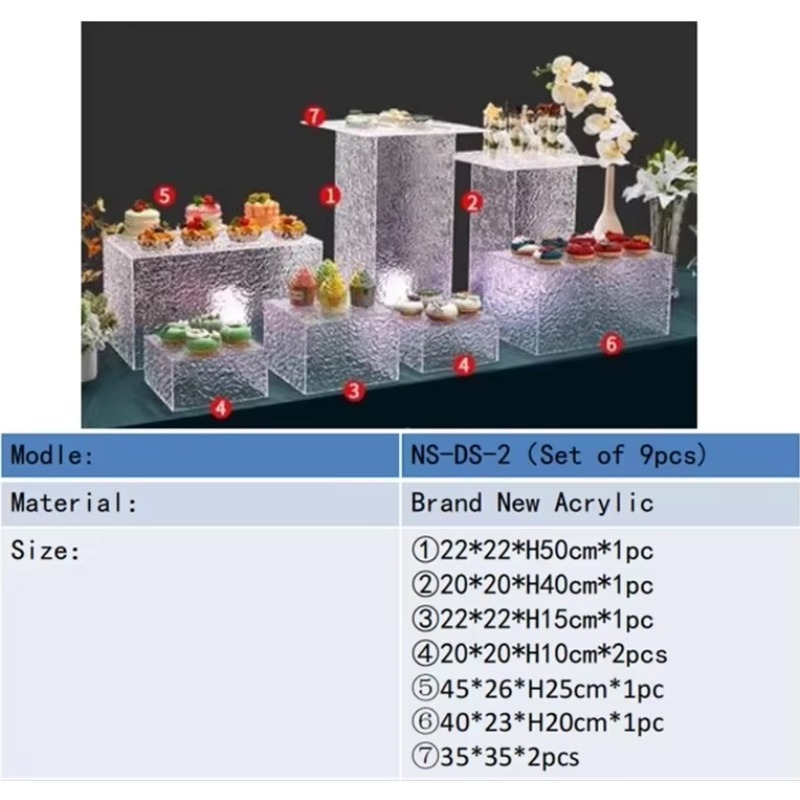 Display Risers Set - Прозрачный акриловый поднос-куб для подачи еды